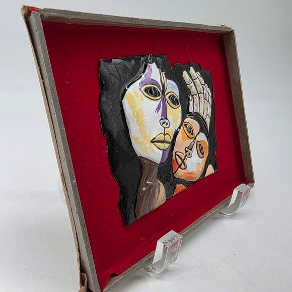 Oswaldo Guayasamin Ecuadorian Artist Mother & Child Enamel on Metal Artwork - Picture 3 of 9